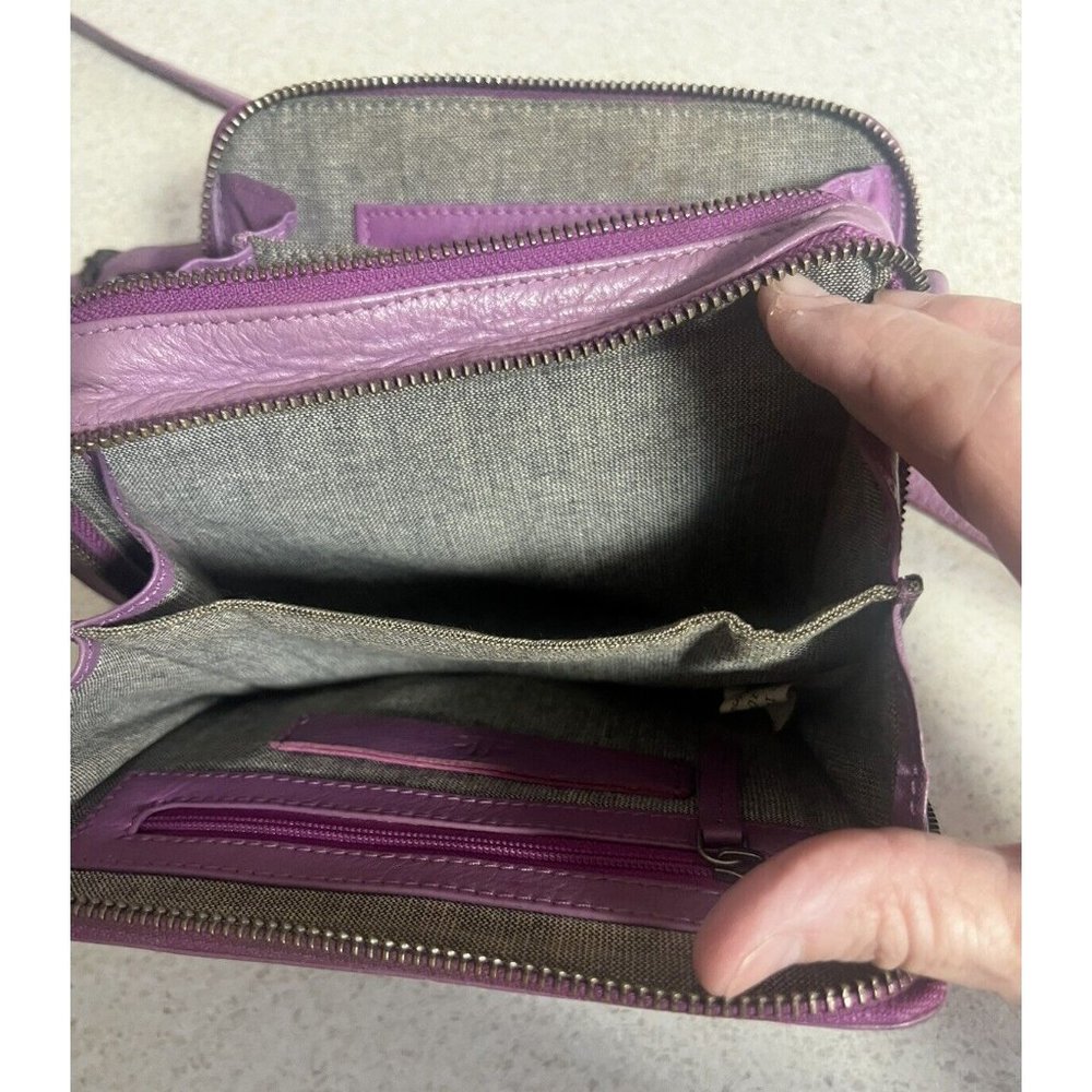 Elk 100% Leather Purple Crossbody/Clutch Small Bag/Wallet - Picture 7 of 13